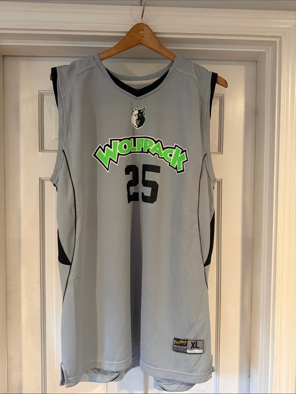 Wolfpack Light Grey Basketball Jersey with Neon Green Accents - XL